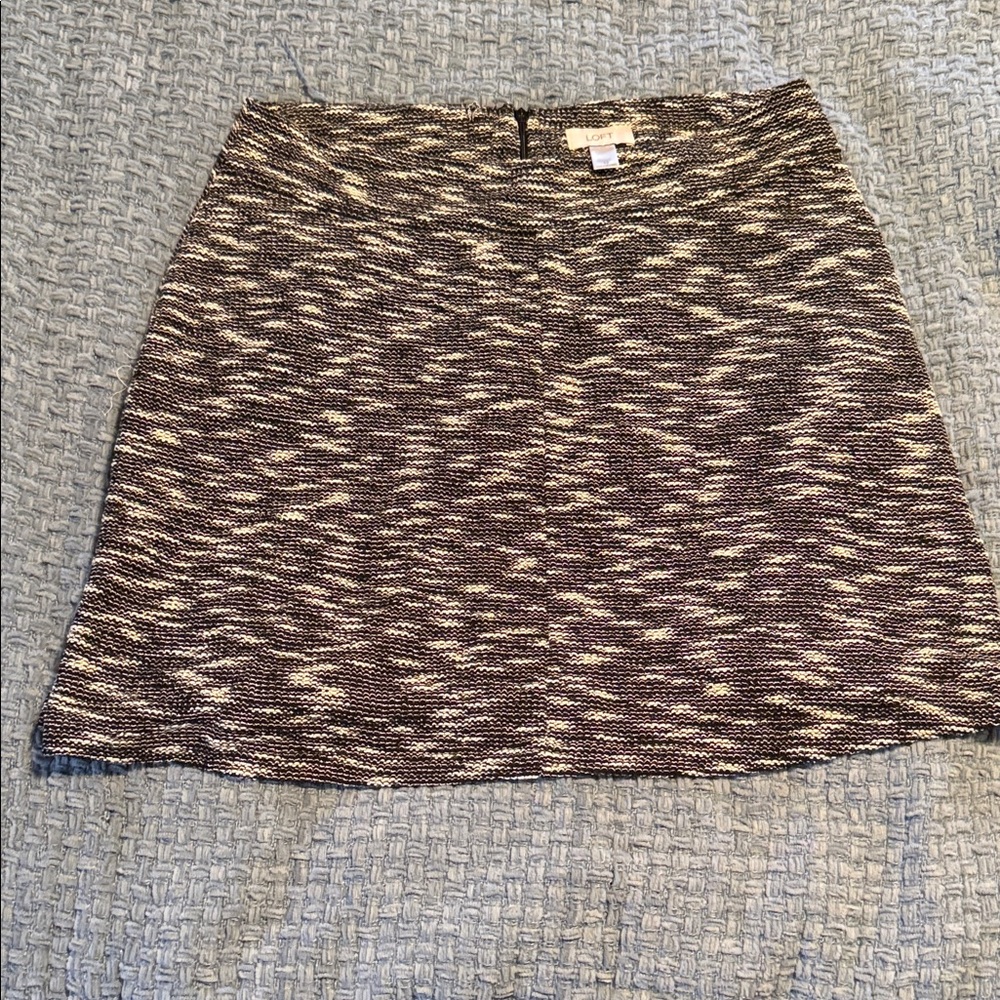 LOFT Black and White Marled Knit Mini Skirt